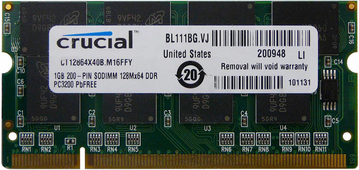 CRUCIAL DIMM 1GB DDR PC3200 400MHZ